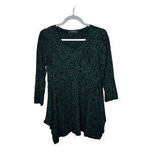 Cut Loose Top Womens Medium Stretch Pullover Green Geometric‎ Artsy Boho Tunic
